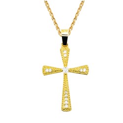 Χρυσός γυναικείος βαπτιστικός σταυρός Κ14 με αλυσίδα